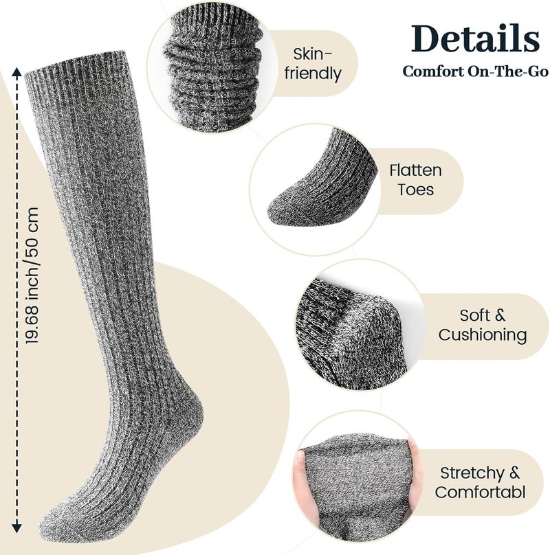 Pleneal 3 Pairs Slouch Scrunch Socks for Women, Long Slouchy Scrunchy Socks, Chunky Knee High Boot Sock - Image 3
